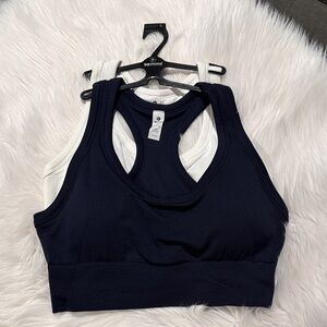 90 Degree By Reflex Navy and White Sports Bras